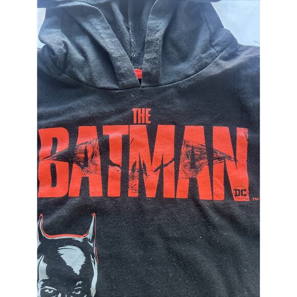 DC Batman Black Hooded Graphic T Shirt Kids Size 7 - Picture 3 of 7